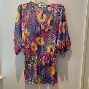 Vibrant Floral Beach Cover